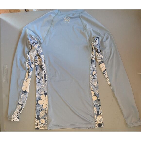 O'NEILL Women's Side Print Long Sleeve Blue and White Rash Guard Size: Small - Picture 1 of 6